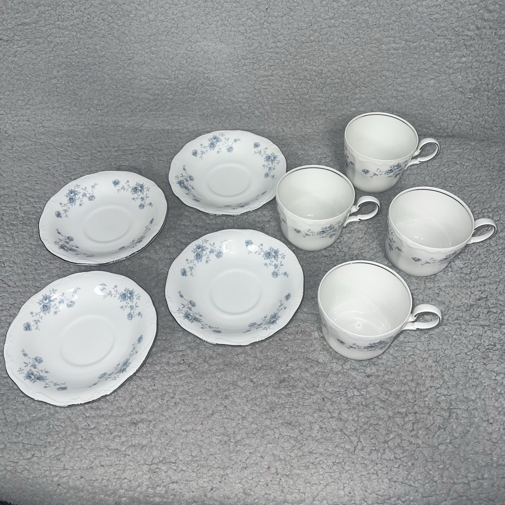 VTG Johann Haviland (4) Cups & Saucers Blue Garland Coffee Tea Bavaria Germany - Picture 2 of 5